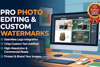 do professional photo editing, add watermark, logo or text to images