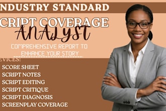 provide industry standard script coverage write professional screenplay feedback