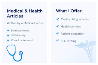 write SEO medical and health articles as a medical doctor