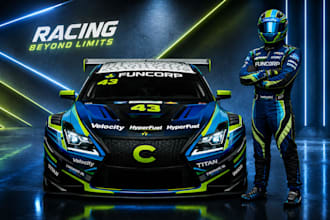 design a professional racing car wrap and livery