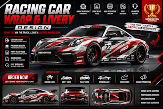 design a professional racing car wrap and livery