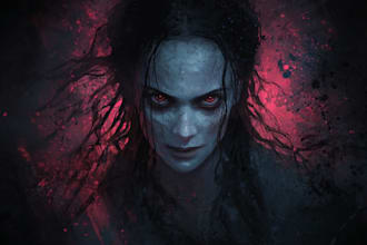 make a horror style illustration, artwork, cover