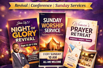 design amazing church flyers,banner,posters, bulletin brochure
