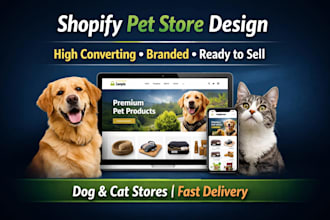 design a high converting shopify pet store uk usa dropshipping website