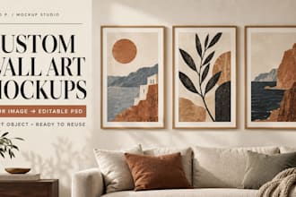 convert your image into an editable photoshop wall art mockup PSD