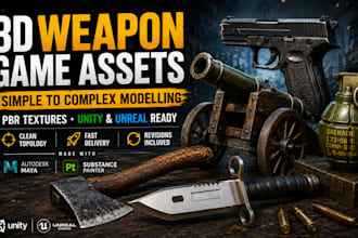 create 3d weapon game assets with pbr textures