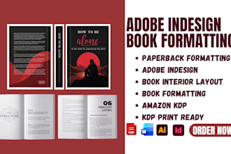 adobe indesign book formatting, book interior layout KDP print ready paperback