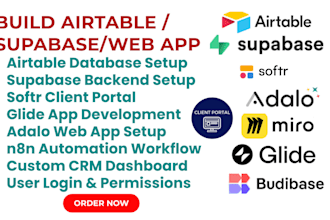 setup airtable supabase softr client portal glide adalo webapp n8n miro database