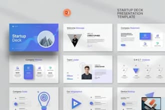 design investor pitch deck, startup presentation and business plan slides