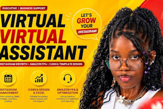 grow instagram virtual assistant editable canva template design amazon fpa excel