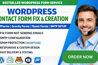 create or fix wordpress contact form, wpforms, gravity forms, fluent forms, SMTP