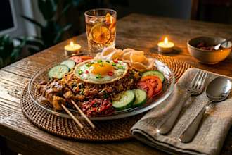 fried rice complete with drinks