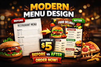 create eye catching restaurant and cafe menu design