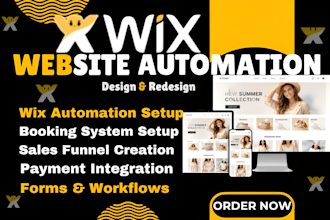 set up wix automation, forms, workflows, funnels, and booking system