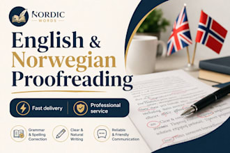 proofread, edit and translate english and norwegian text