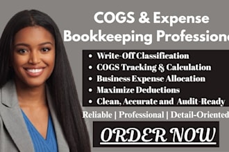 do write off classification, cogs bookkeeping and business expense allocation