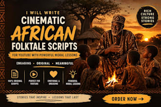 write cinematic african folktale scripts for youtube with powerful moral lessons