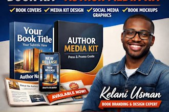 design a professional book kit, author media kit and book promotion assets