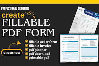 create fillable form, editable PDF design fillable pdf form for website, company