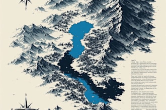 illustrate a stunning hand drawn fantasy map