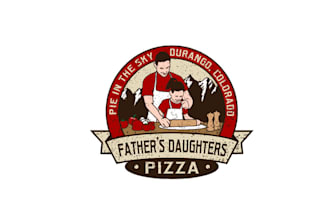 design daughter owned pizzeria food logo