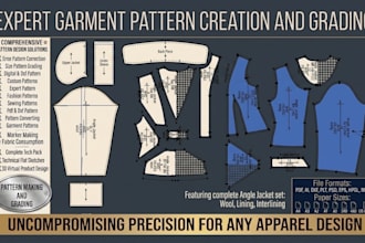 design clothing patterns and flat sketch