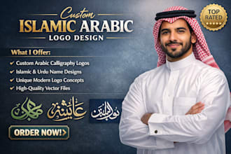 design luxury arabic calligraphy logo for business brand islamic urdu name