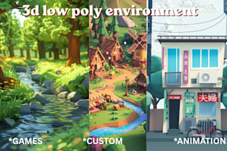 create stylized 3d low poly environments for games and projects and animations