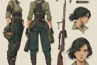 design custom military illustration, soldier, army, weapons