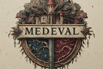 create a awesome medieval vintage fantasy logo