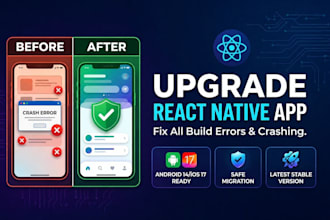 upgrade your react native app to latest version and fix build errors