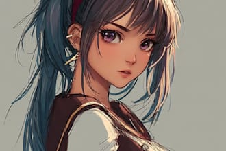 draw an anime character illustration for commercial use