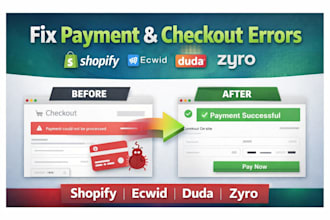 fix durable duda zyro ecwid shopify payment checkout error ecommerce website