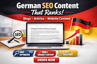 write SEO optimized german website content, blog posts and articles
