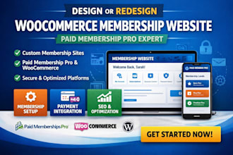 design redesign woocommerce membership website, paid membership pro website