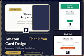 custom branded amazon insert card and thank you card design