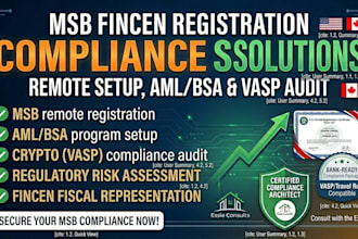 be your msb compliance officer for fincen registration and aml bsa architecture