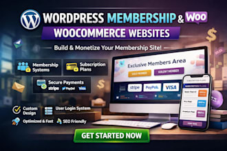 design wordpress membership website, woocomerce membership subscription website