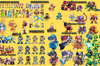 create custom pokemon fakemon sprite, trainer sprites  sprite, sheet gen 3 gen 4