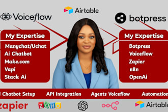 make n8n ai automation,ai expert, botpress,voiceflow ai chatbot, manychat expert