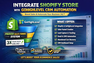 integrate shopify store with gohighlevel CRM sales funnel automation system