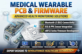 design medical wearable pcb with ble, ecg, ppg, and nrf52 firmware