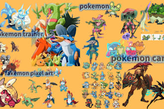 create custom fakemon pixel art, fakemon sprites and pokemon style pixel art
