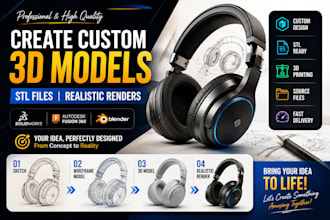 create custom 3d models, stl files, and renders
