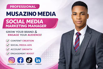 be your social media manager, social media marketing and content creator