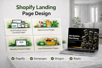 build shopify landing page, pagefly landing page, gempages, shogun, replo