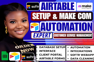 setup make com automation airtable database crm clay com, ai agent, softr expert