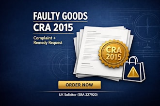 draft a UK consumer rights act complaint letter for faulty goods