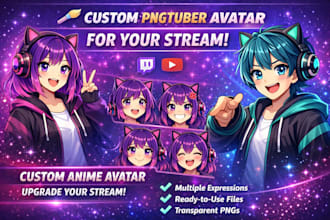 draw custom pngtuber character model and animate pngtuber avatar for twitch