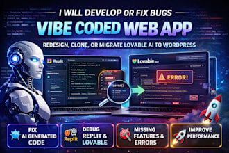 develop or fix bugs in your vibe coded web app in replit, lovable